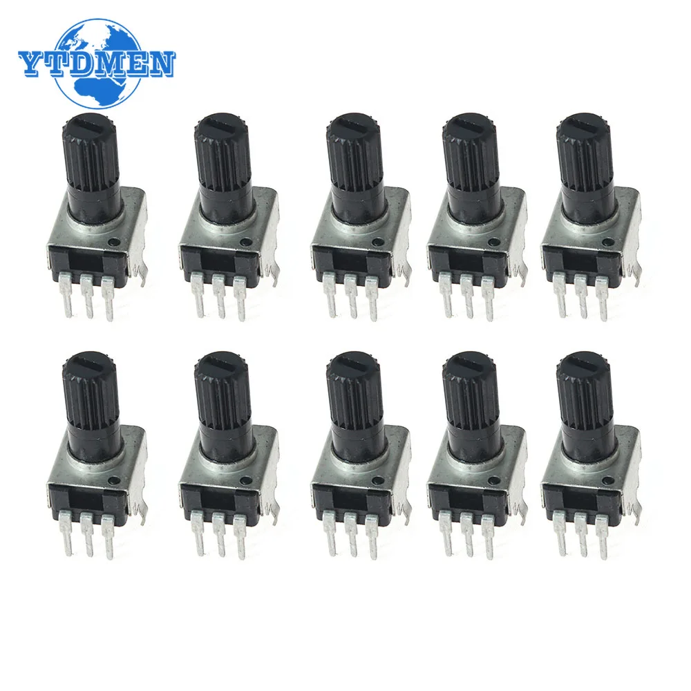 20PCS RV09 Potentiometer Vertical 12.5mm Shaft 1K 20K 500K 1M Adjustable Resistor 0932 Potentiometers Kit