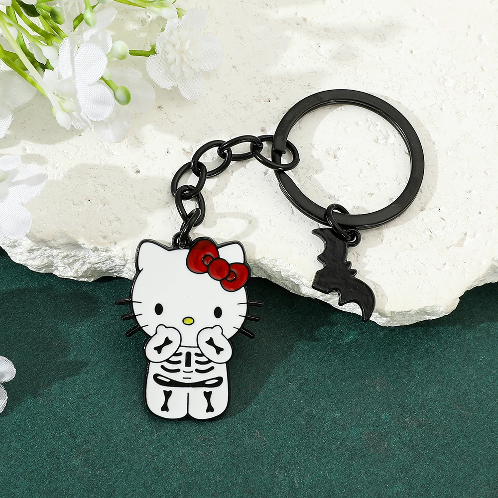 Cute Cartoon Hello Kitty Keychain, Creative Halloween Shape, Spooky Cartoon Kitty Cat, Gift