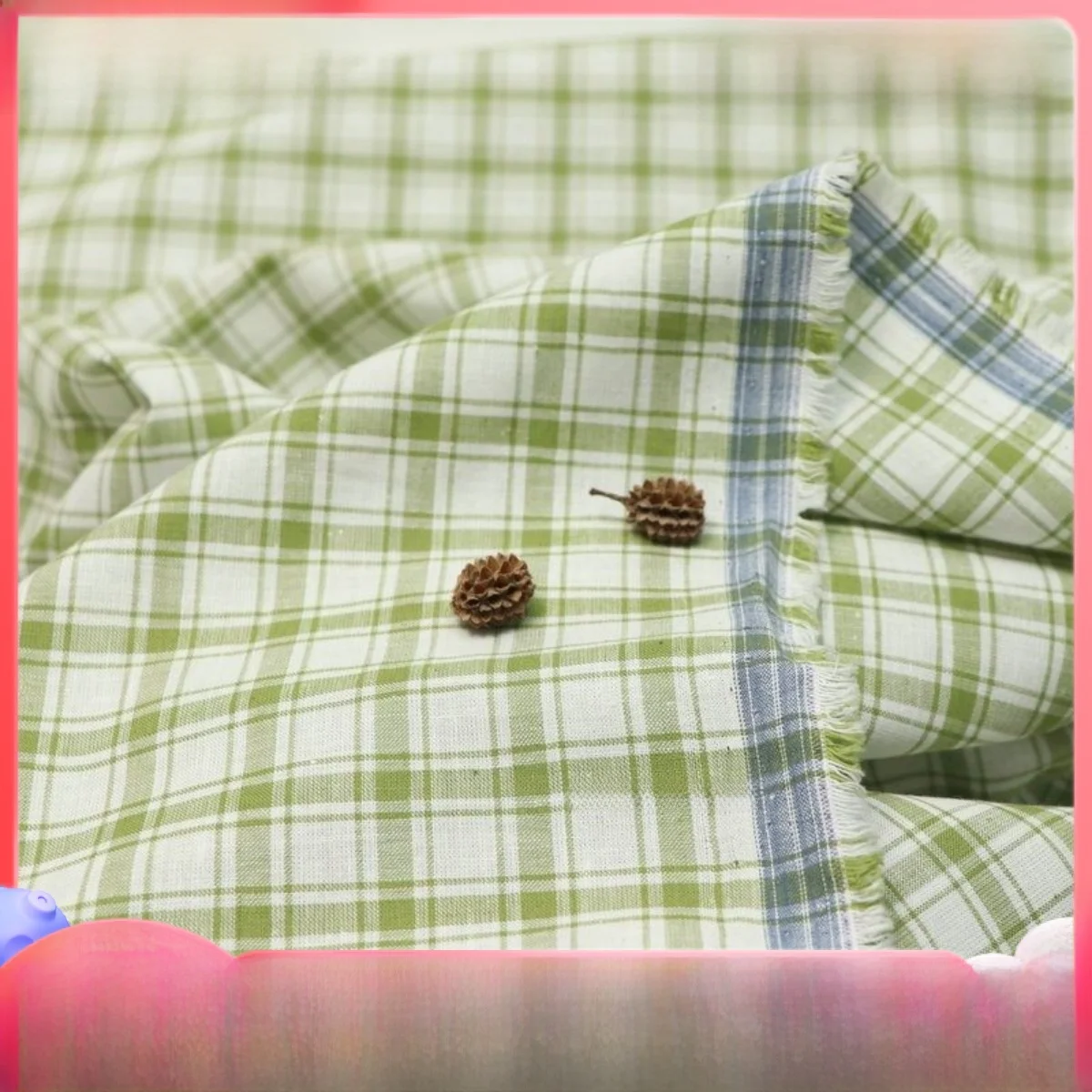 

Japanese Sle Handmade Color Woven Flax Cotton Fabric Cheered Curtain irt Simple Design DIY Clothing Material Summer Season