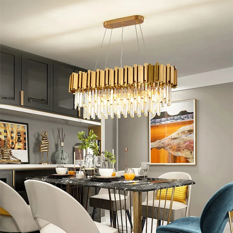 Modern Luxury Crystal Chandelier Dining Room Lamp Gold Home Indoor Living Room Light Bedroom Pendant Ceiling Lamp lustre Fixture