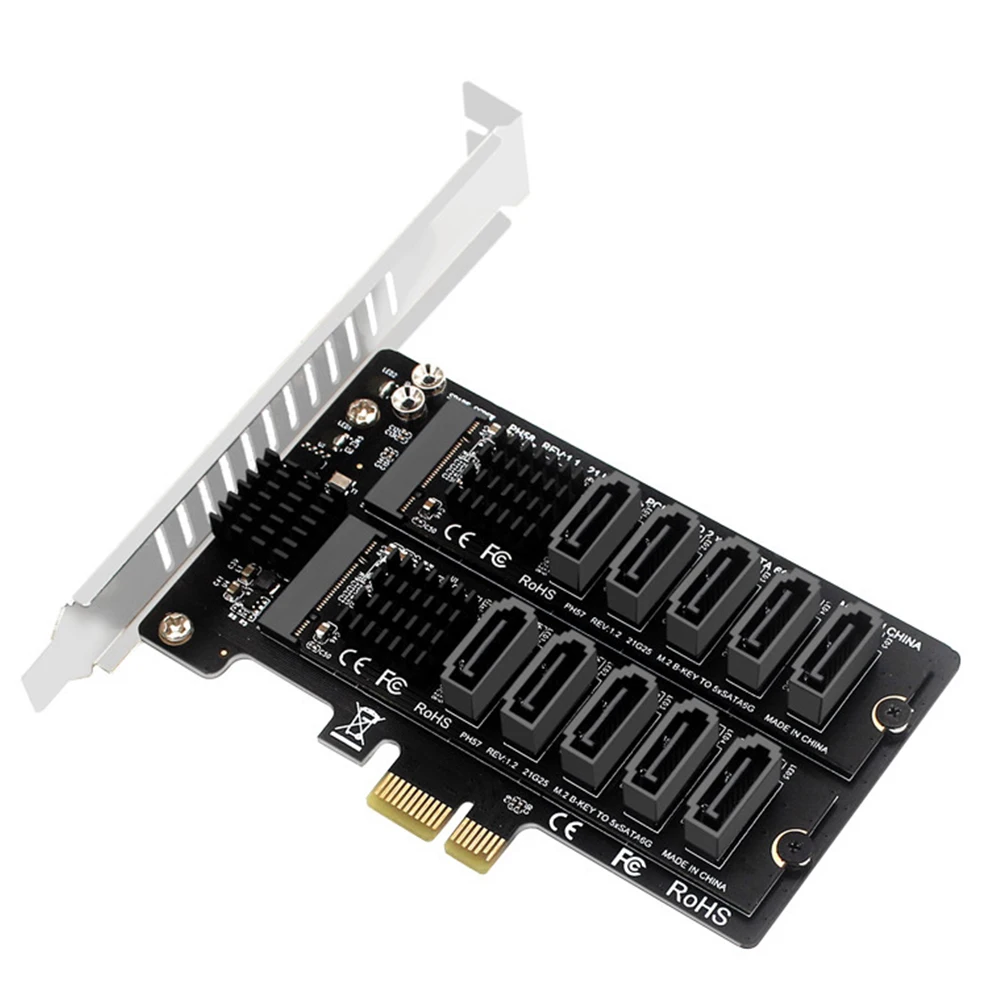 

M.2 SATA To PCIE Adapter Card Double Disc Expansion Card PCIe X1/X4/X8/X16 M2 SATA Extended Card Support M.2 SSD 2230/42/60/80