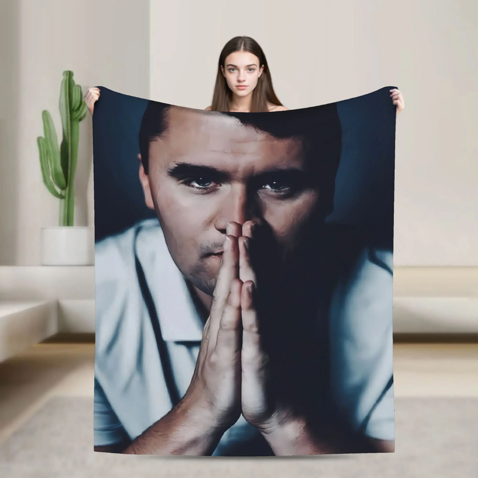 Charlie Kirk Black White Portrait Blankets  Camping Flannel Throw Blanket For Living Room Soft Warm Design Quality Bedspread
