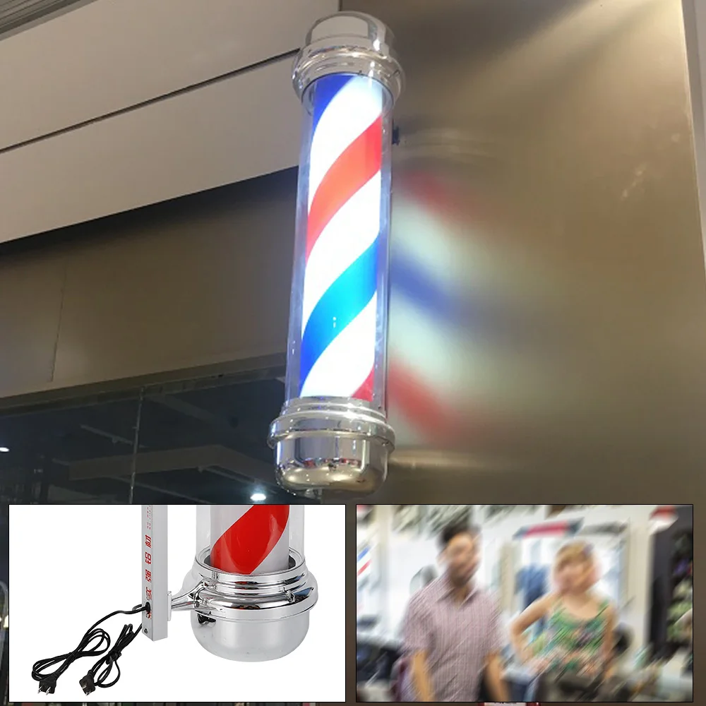 

Barber Shop LED Pole Light Rotating Hair Salon Shop Sign Light Stripes Vintage Style Save Mount for Entrance Street