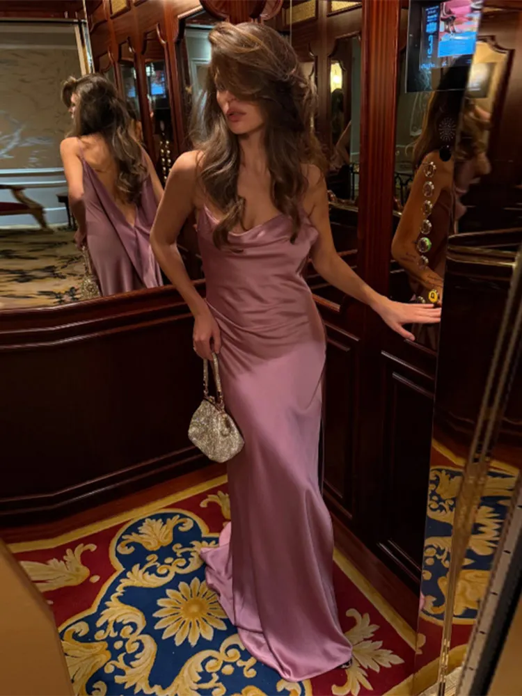 Tief Ausgeschnittenes Seitlich Geschlitztes Langes Kleid Damen Sexy Ärmelloses Rückenfreies Plissiertes Party-Abendkleid Charmantes Damenkleid Vestidos Longo – Detail 9