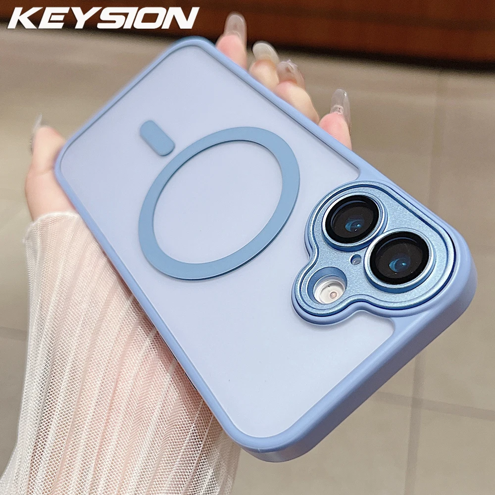 KEYSION Роскошный матовый полупрозрачный магнитный чехол для MagSafe для iPhone 17, противоударная броня с беспроводной зарядкой для телефона, задняя крышка KEYSION Роскошный матовый полупрозрачный магнитный чехол для MagSafe для iPhone 17, противоударная броня с беспроводной зарядкой для телефона, задняя крышка