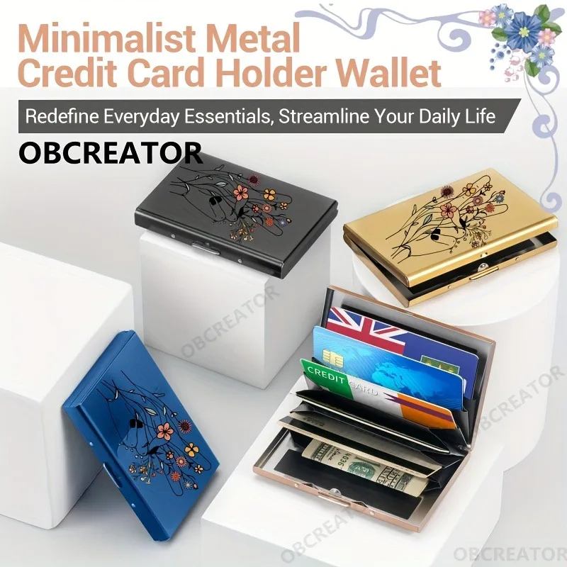 

Новый продукт от OBCREATOR: Металлический держатель для карт с защитой от RFID и цветочным узором.