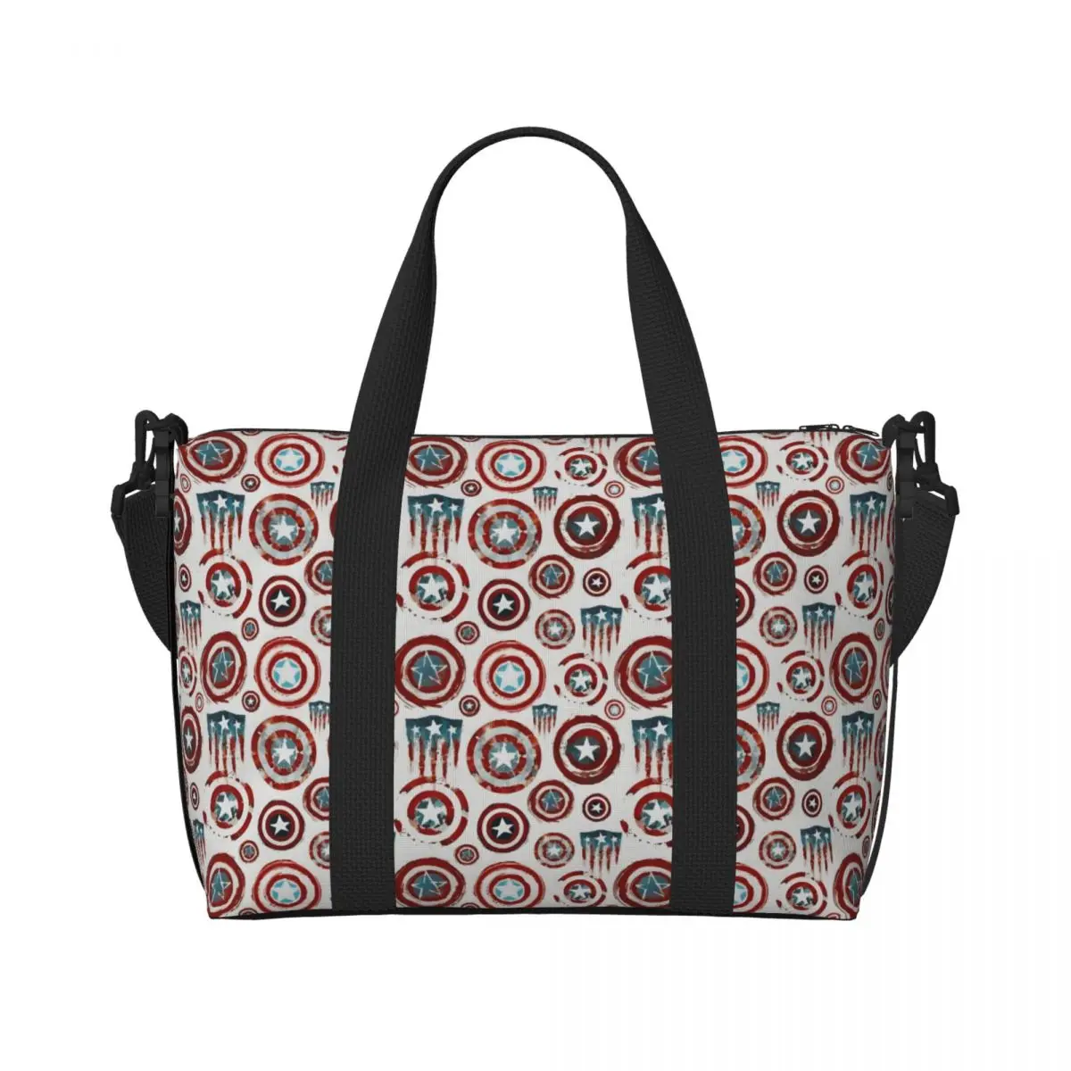 

Пляжная большая сумка-тоут Капитан Америка на заказ для женщин, очень большие сумки для ручной клади в тренажерном зале, дорожные сумки для покупок с супергероем