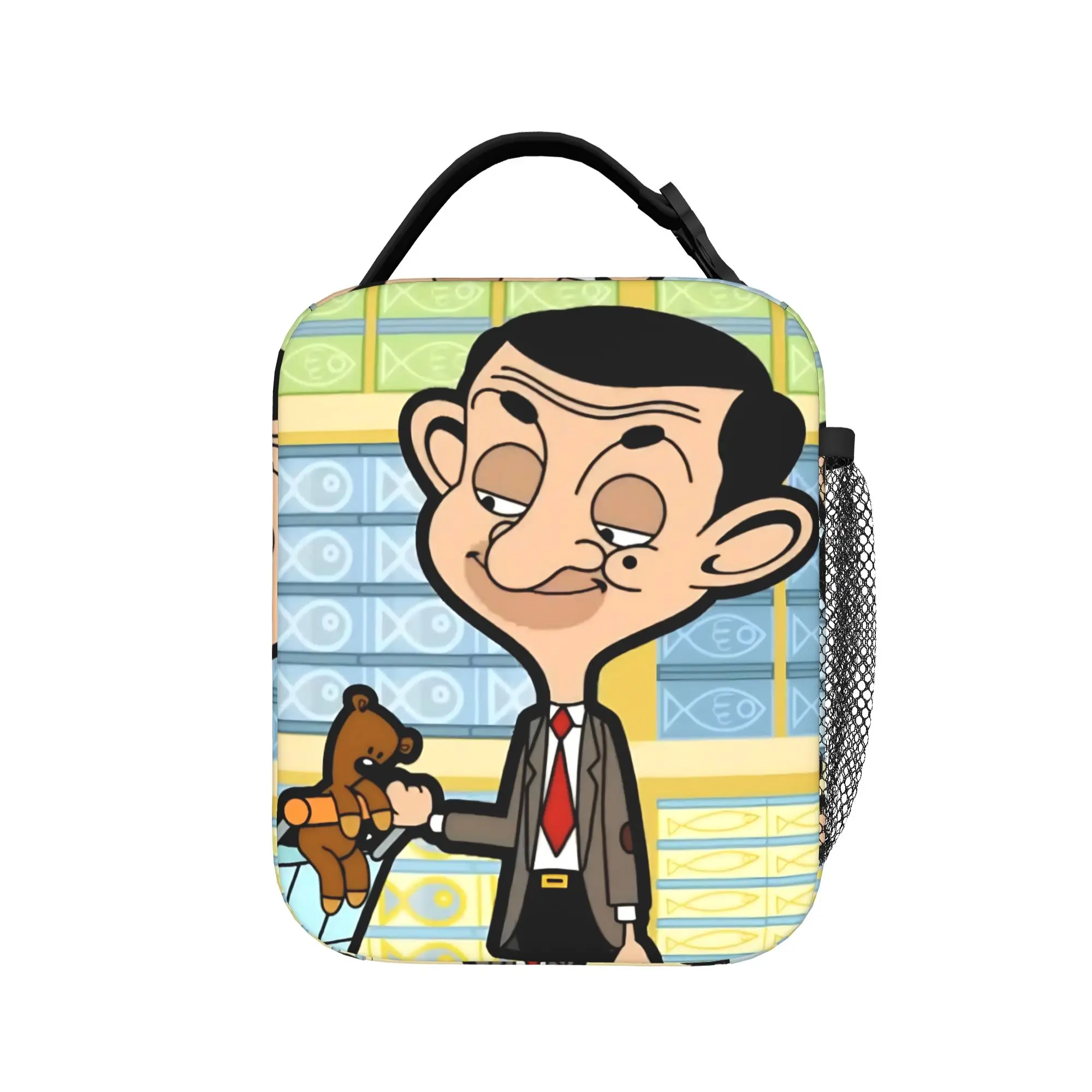 Cartoon  Mr. Beans  Insulated Lunch Bags Cooler Bag Reusable,Meal Container  Teddy Bear  Portable Tote Lunch Box Food Handbags