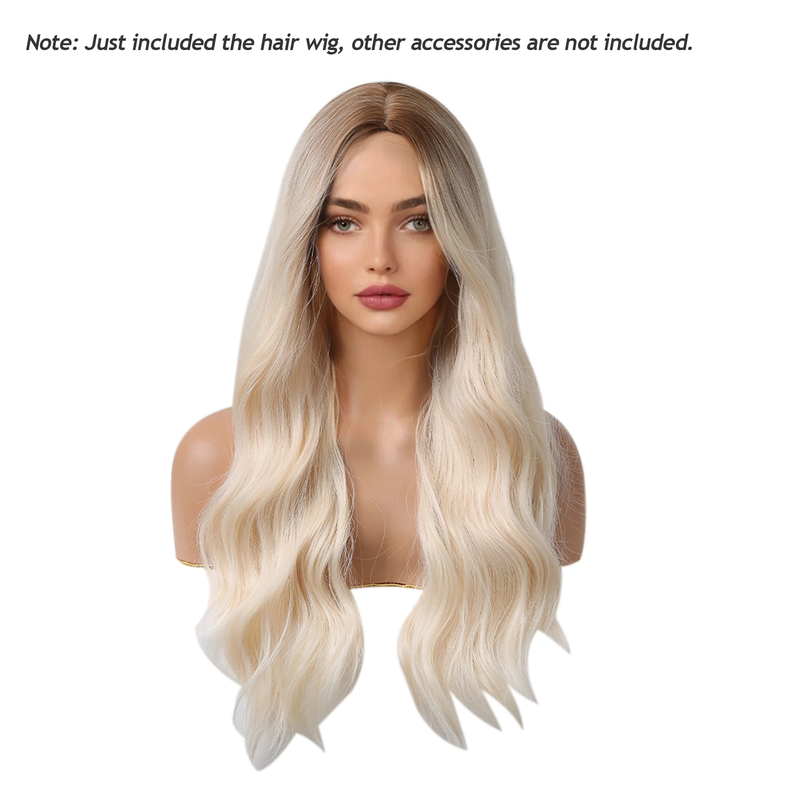 

Long Blonde Curly Synthetic Wig - Retro Wavy Hairpiece for Daily Party Makeup Look