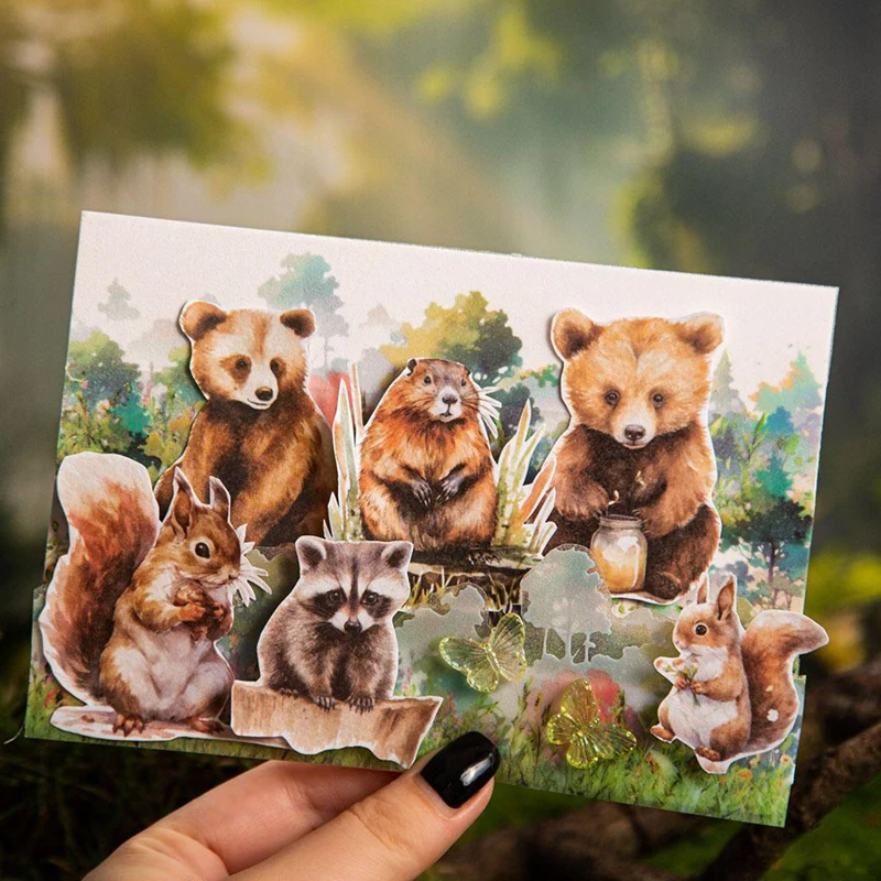 Mr. Paper, 4 Styles, 50PCS/bag, Animal Themed Stickers, DIY Collage Zoo Decoration Stickers