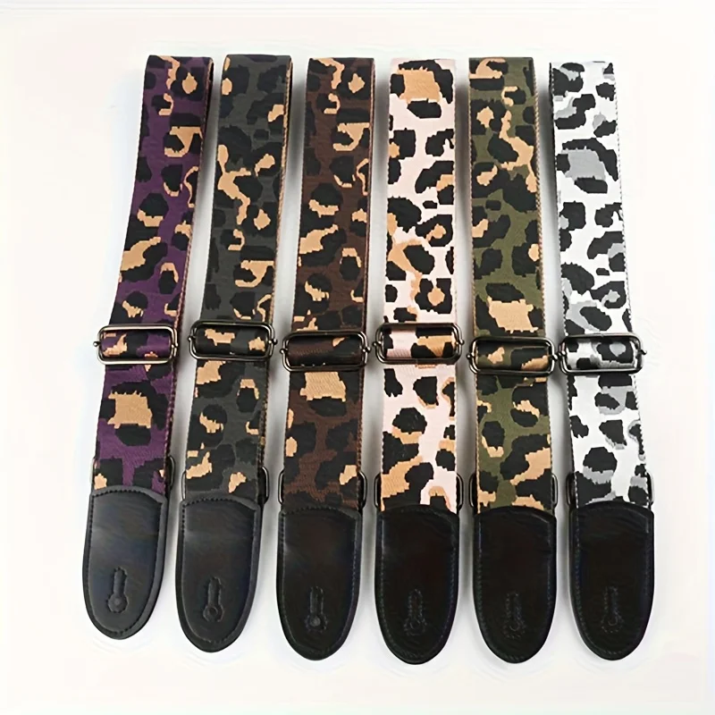 

Гитарный ремень шириной 5 см с металлической пряжкой с леопардовым принтом, универсальный гитарный ремень, ремешок для гитары в повседневном стиле