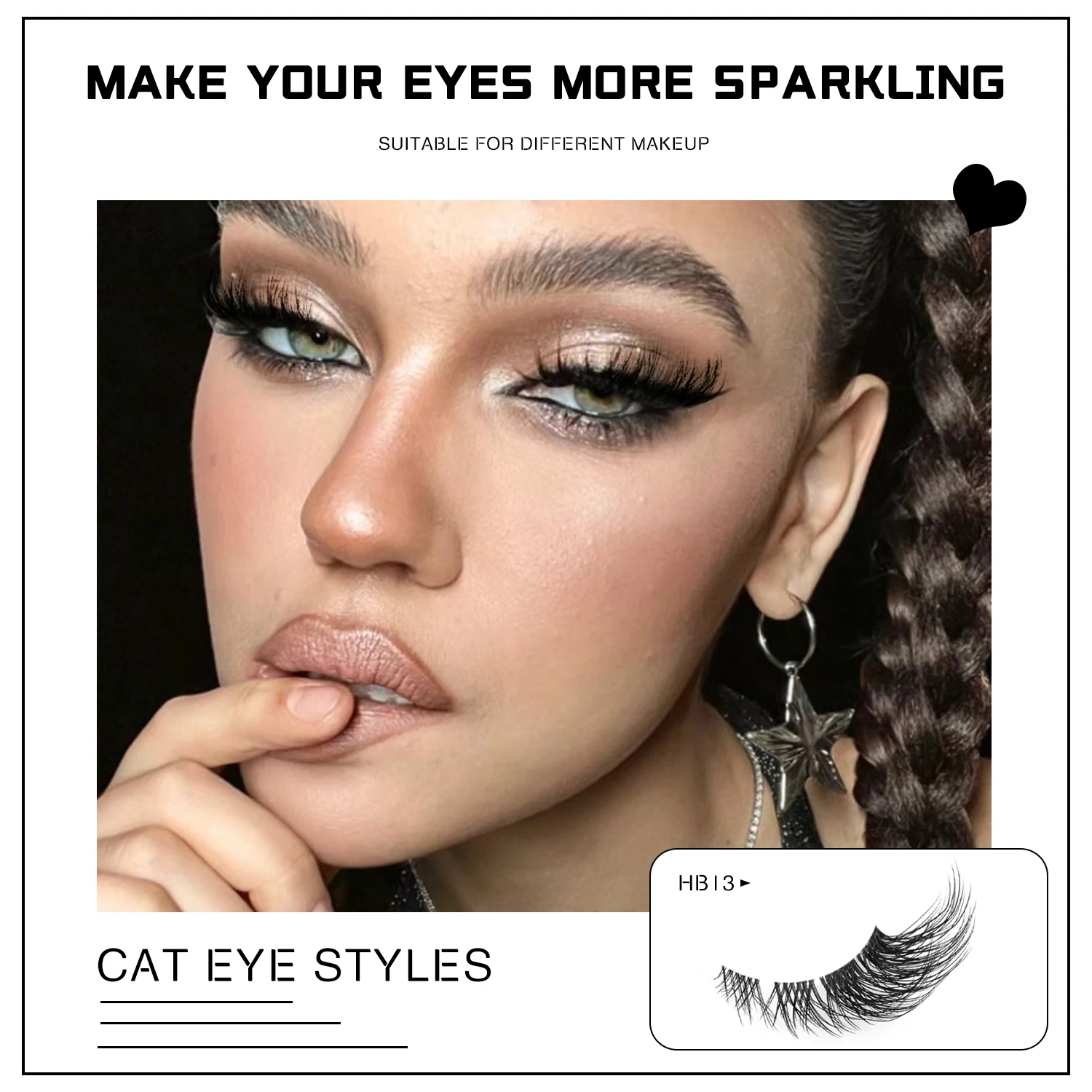 ขนตาปลอม Cat Eye Lashes ธรรมชาติยาวครึ่งตาขนตาสั้น Wispy Clear Band Lashes 3D Faux Mink Lash Multipack
