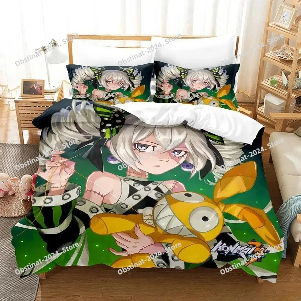 

3d Print Anime Honkai Impact 3rd Bedding Set Printed Bed Set Duvet Cover Sheet Pillowcase Soft Quilt Cover Full Queen King Size