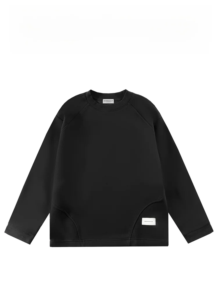 

Свитшот BAIRBAOLIY American Sle Heavy Du Patchwork свободного кроя с круглым вырезом, осенне-зимняя новинка, повседневный топ