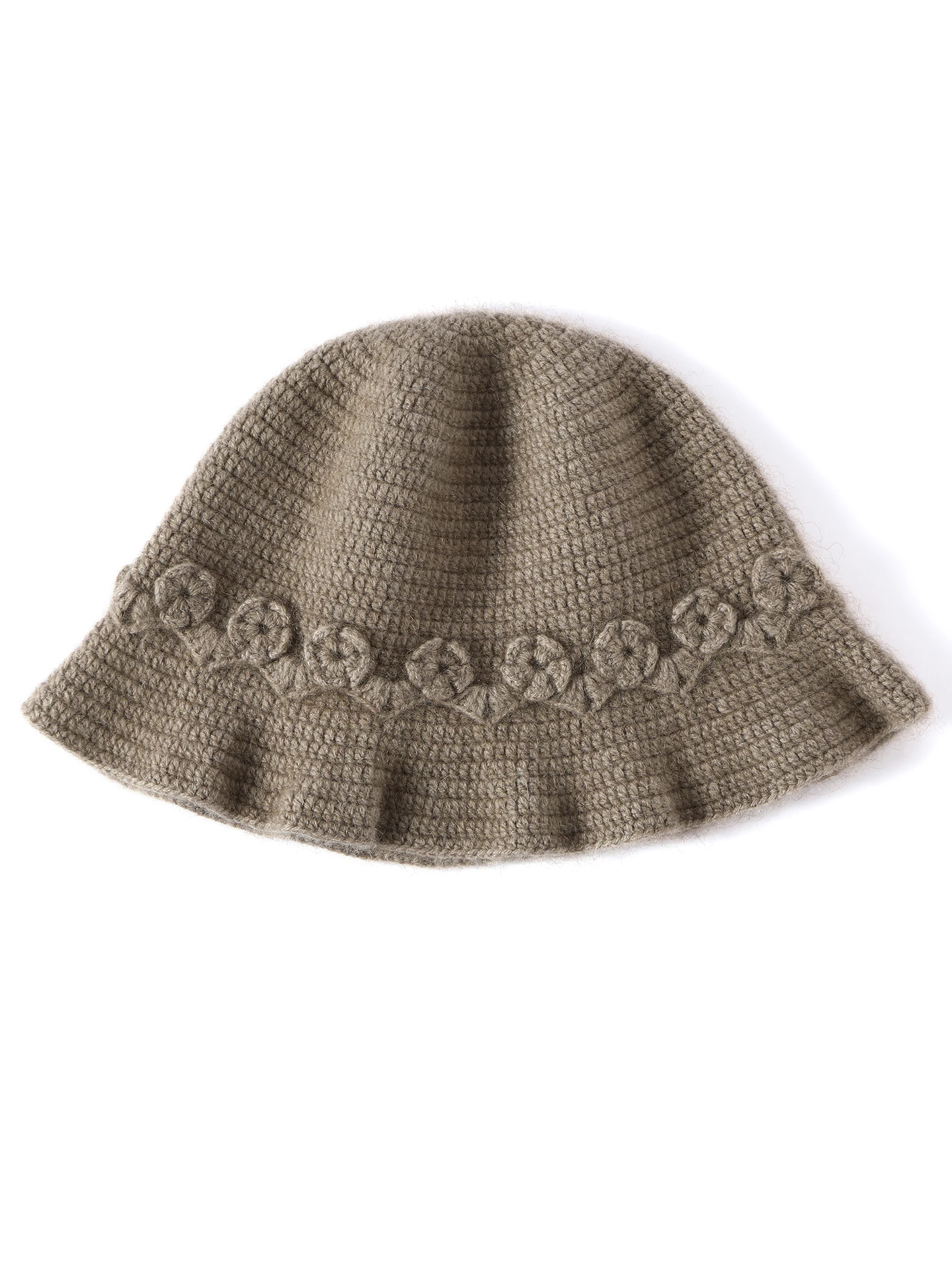 หมวกชาวประมงถักโครเชต์ลายดอกไม้ไหมแคชเมียร์ทำมือแบบหนา 5 เส้น สำหรับผู้หญิง สไตล์ใหม่ ฤดูใบไม้ร่วง ฤดูหนาว หมวกไหมพรมอุ่นๆ