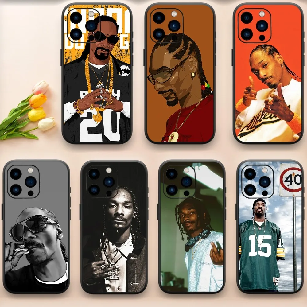 American Rapper S-Snoops-Doggs Phone Case For iPhone 13 14 15 11 12 Mini Pro Max XR X Black Shell