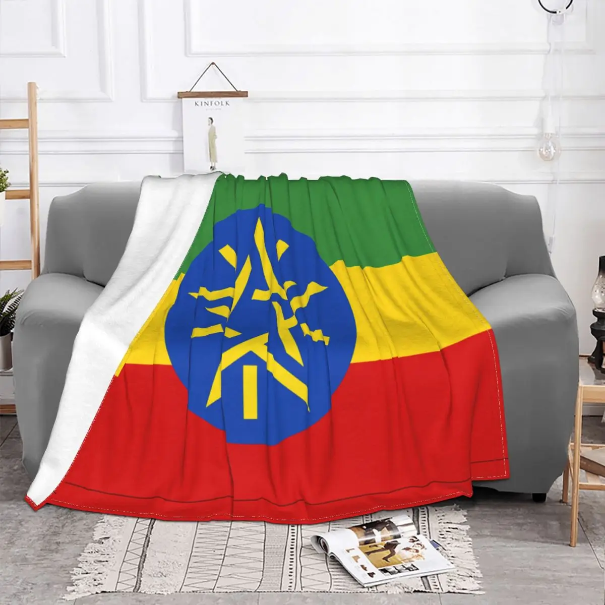 Sofa Fleece Flag Of Ethiopia Throw Blanket Warm Flannel Kurdistan Blankets for Bed Car Couch Bedspreads