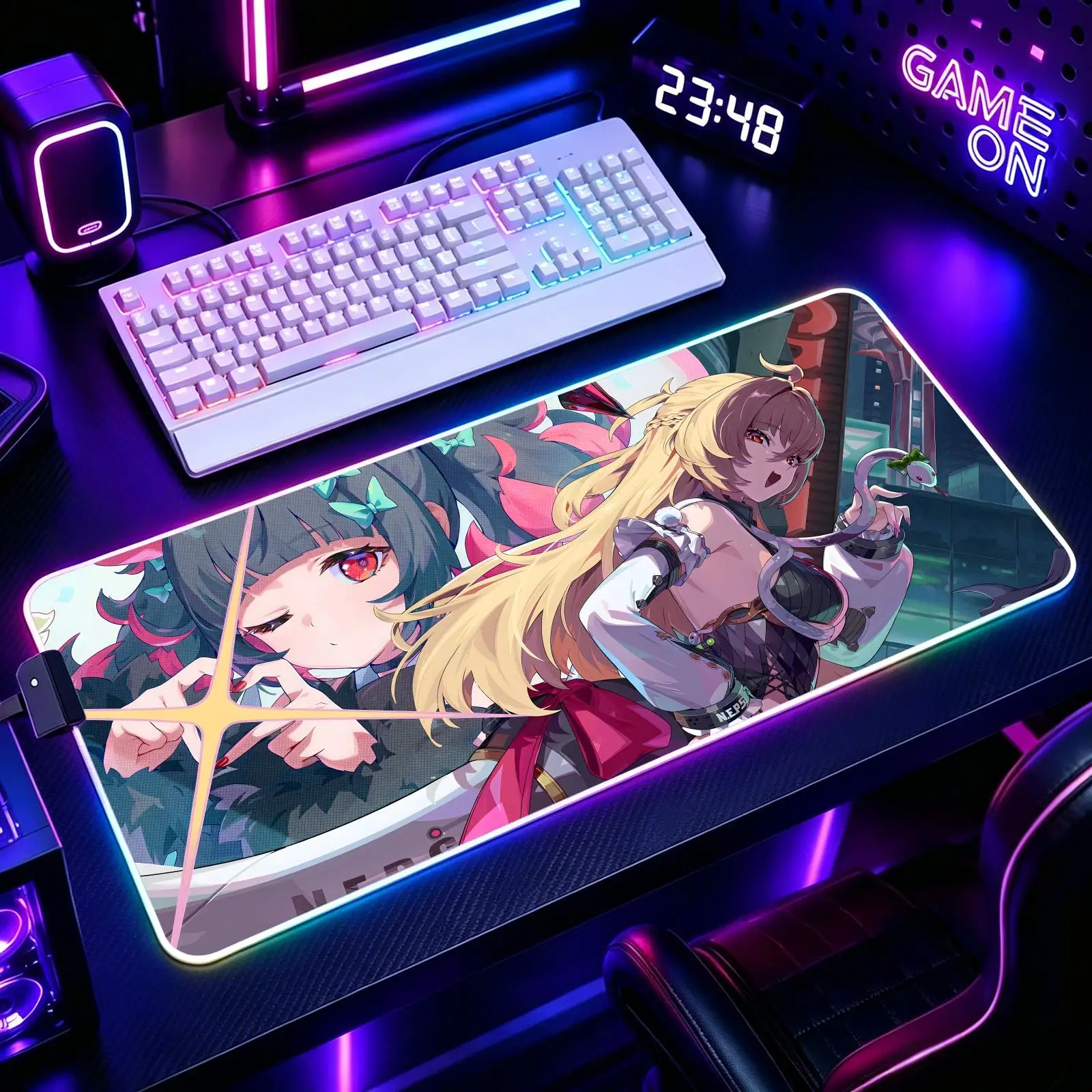 Mouse Pad RGB Color Changing Gaming Mouse Pad, Stitched Edges, XXL Large Keyboard Desk Mat Zenless Zone Zero Cissia