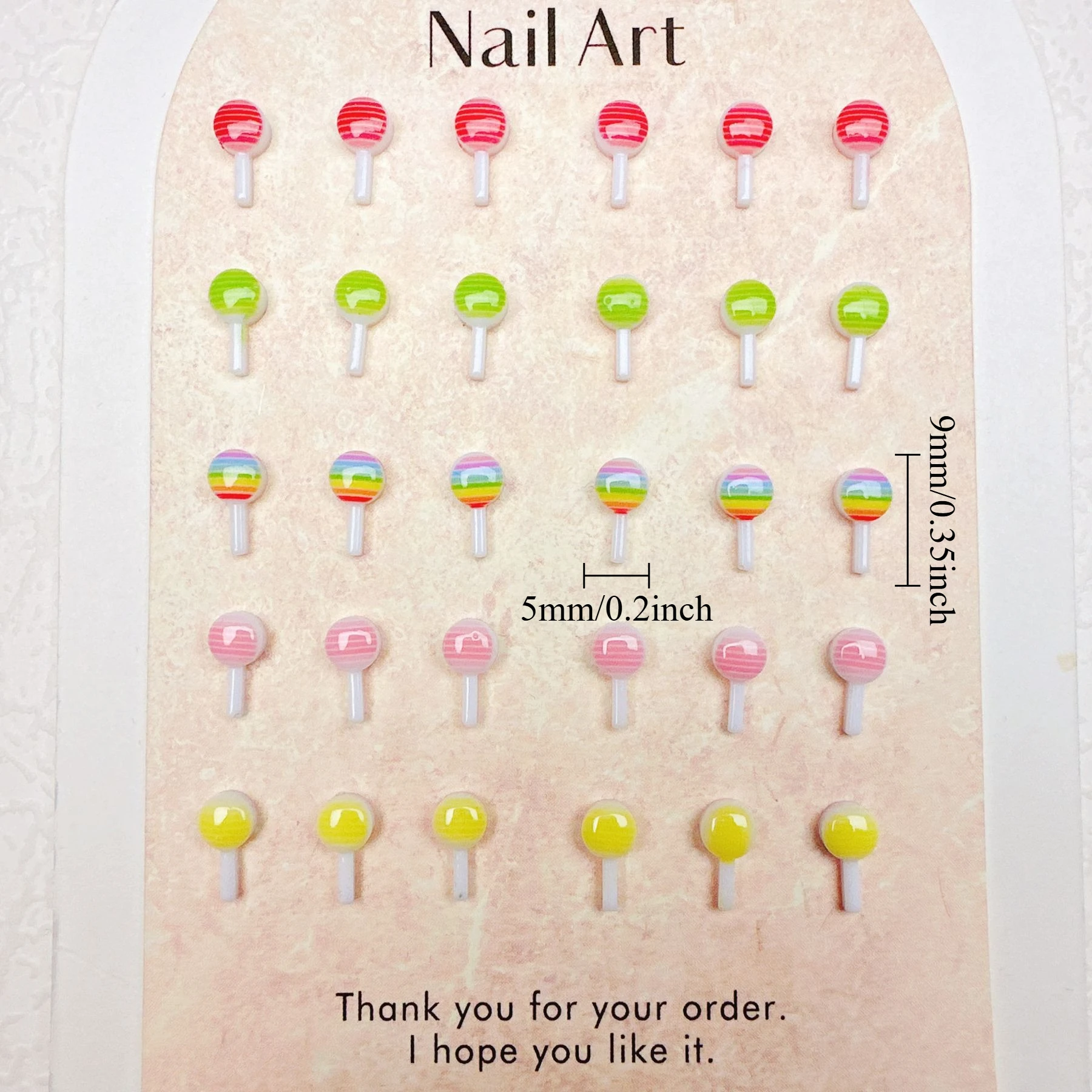 50/100/200Pcs, 5*9mm, Macarons, Imitation Lollipop, Nail Accessories, Stereo, DIY, Wear Nail Accessories