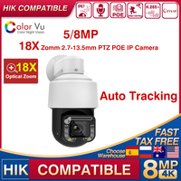 Hikvision Compatible 4K 8MP POE PTZ 18X Optical Zoom Camera IP66 Built-in Mic  Auto Track Outdoor Shutter Video Surveillance