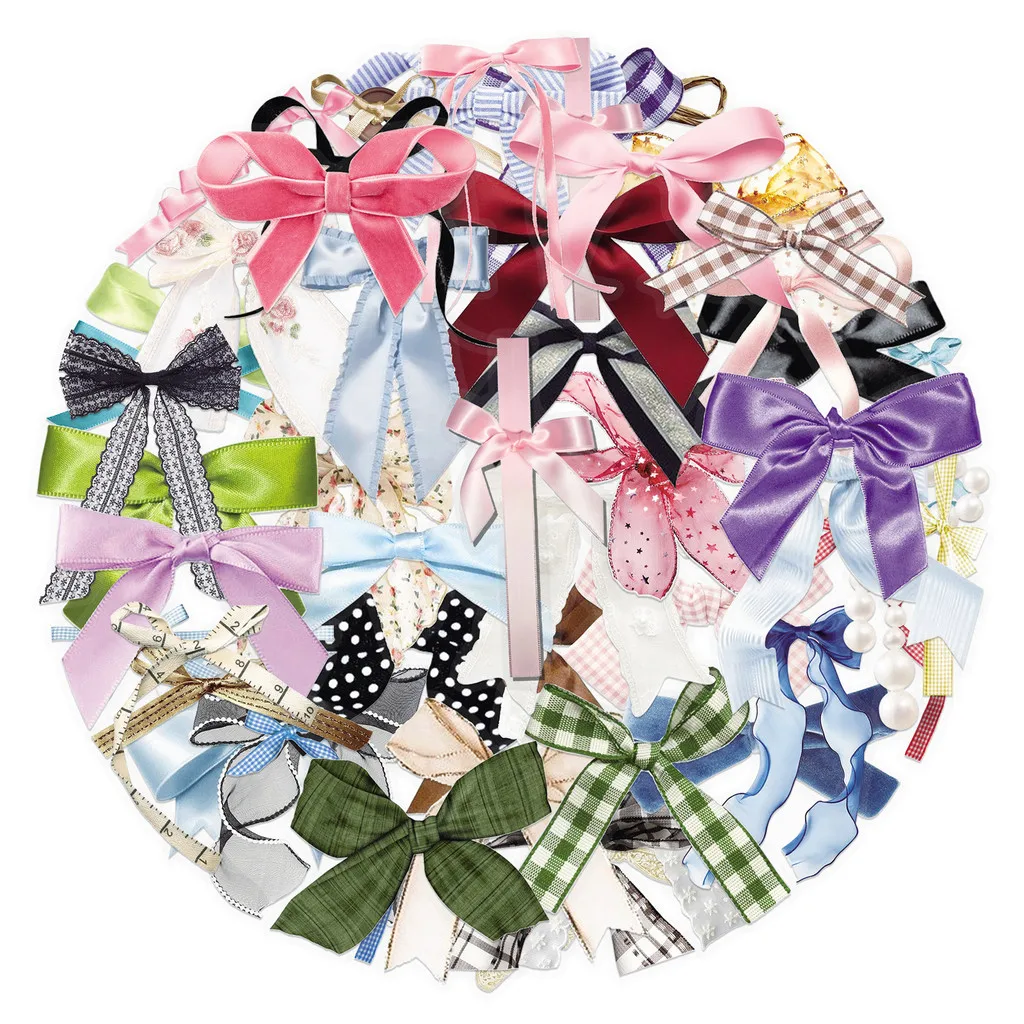 50 Pieces Bowknot Transparent Stickers Fresh Cute PET Decals with Girly Vibe for Journals Notebooks BulingBulingStickers Store