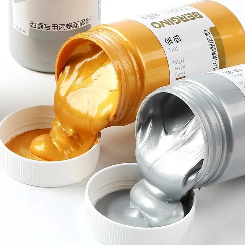 300ml-large-capacity-gold-acrylic-paint-silver-wall-painting-hand-painted-diy-colorfast-waterproof-solid-color-art-supplies