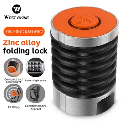 WEST BIKING Folding Bike Lock Combination Anti-theft Lock Portable E-Bike Heavy Duty Chain Lock Bicycle Cycling Accessories