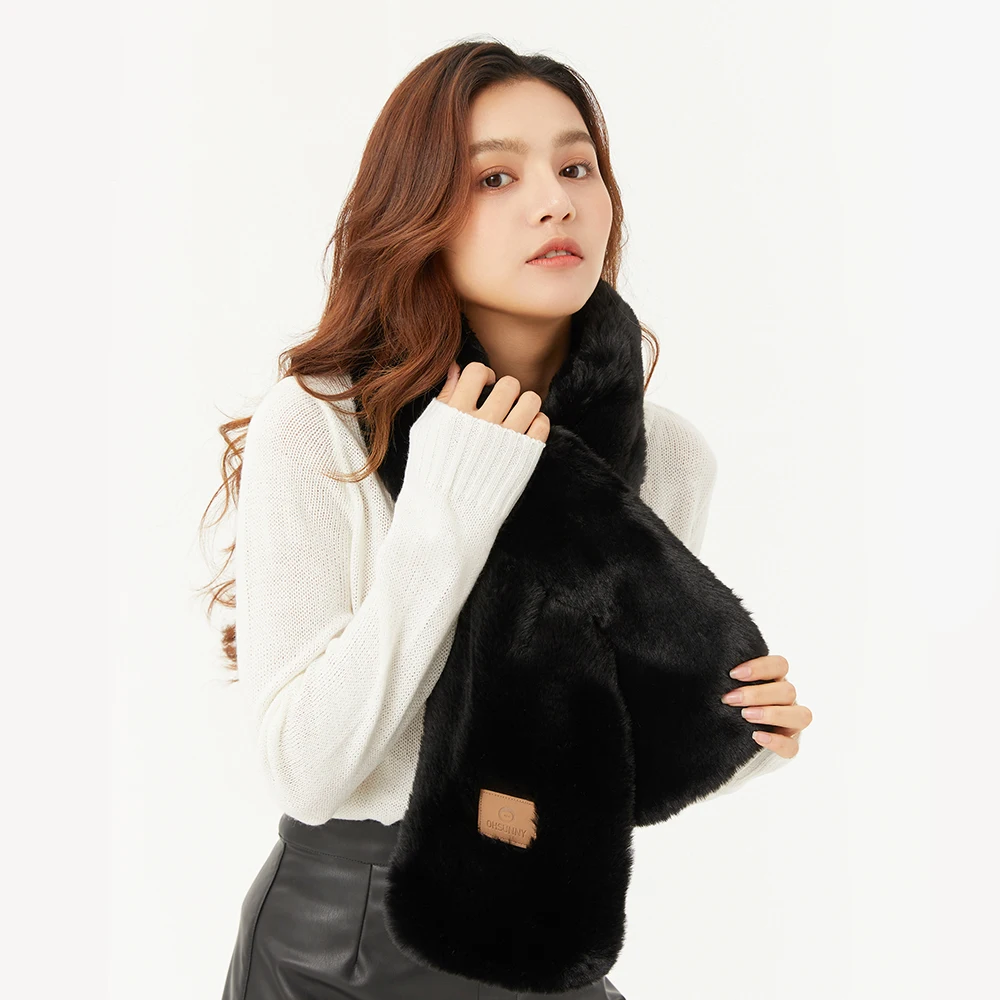 OhSunny الشتاء النساء وشاح سميك دافئ تقليد الأرنب الفراء لينة الحرارية أفخم الأوشحة بلون لطيف للفتيات الإناث