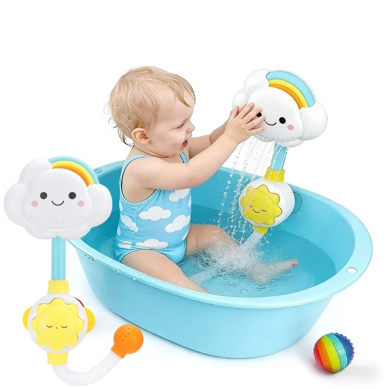 Zabawka do kąpieli dla niemowląt, deszczownica w kształcie chmurki, głowice prysznicowe, zabawka do zabawy w wodzie dla niemowląt, edukacyjna zabawka, rozwijająca inteligencję, rozwiązywanie puzzli, bezpieczny materiał.