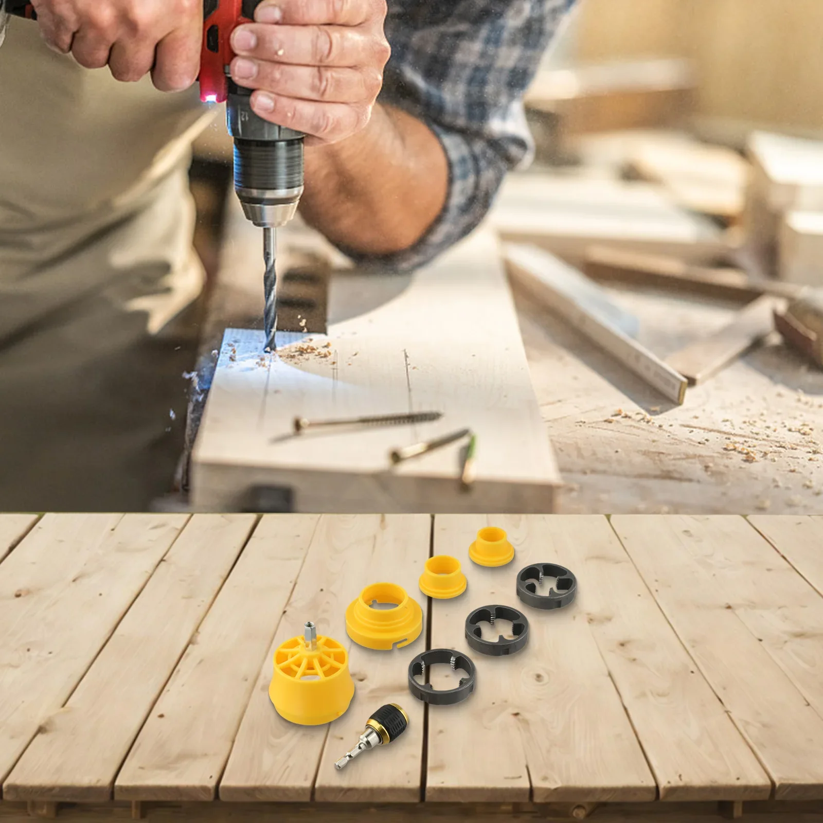 Efficient Toolset Featuring a Quick Change Adapter Compatible with a Range of Electric Drills for Various Uses