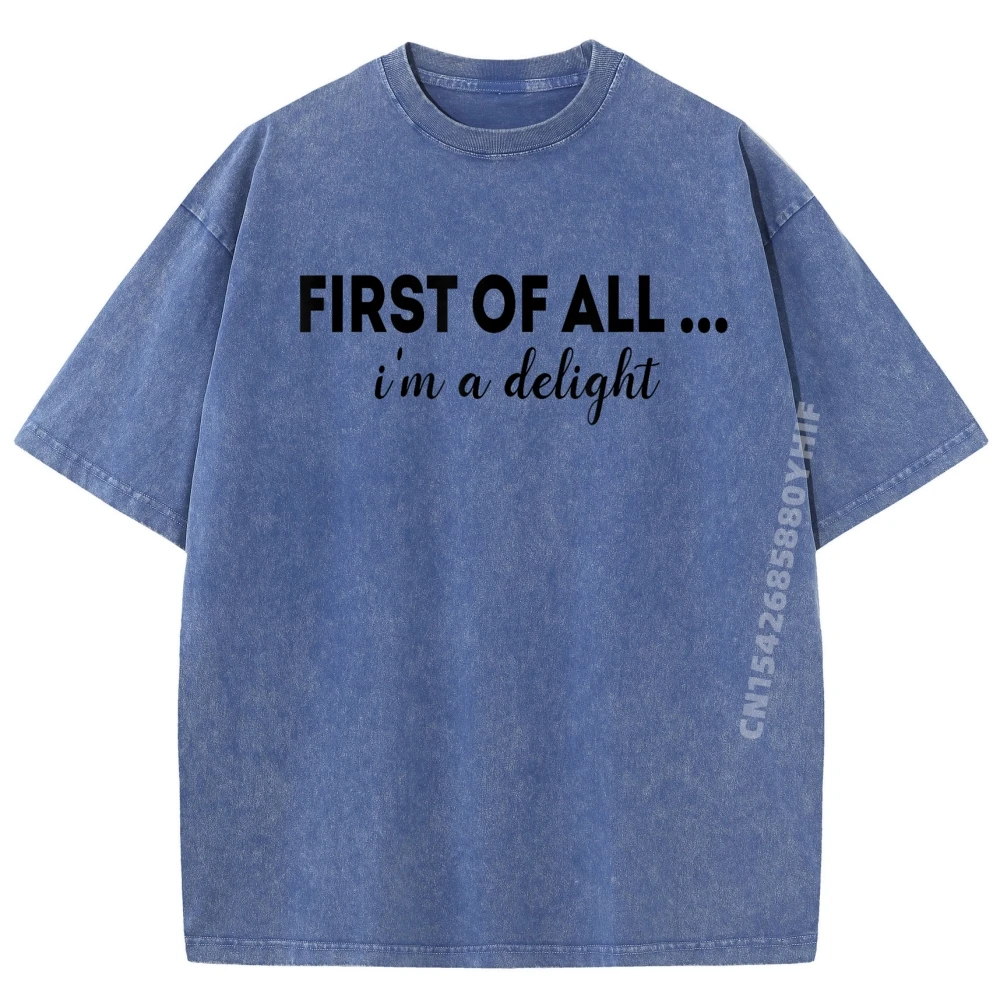 

Последняя стираная рубашка First Of All I M A Delight Мужская дизайнерская одежда Студенческая мужская рубашка с принтом Ретро стираные топы Футболки
