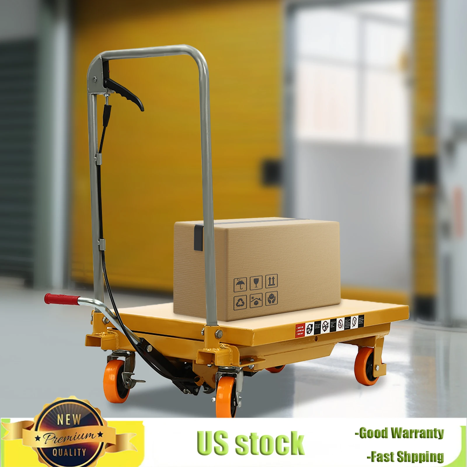 Bymaocar 770lbs Double Scissor Hydraulic Lift Table Cart with 4 Wheels, Handling Tool for Material Handling and Transportation