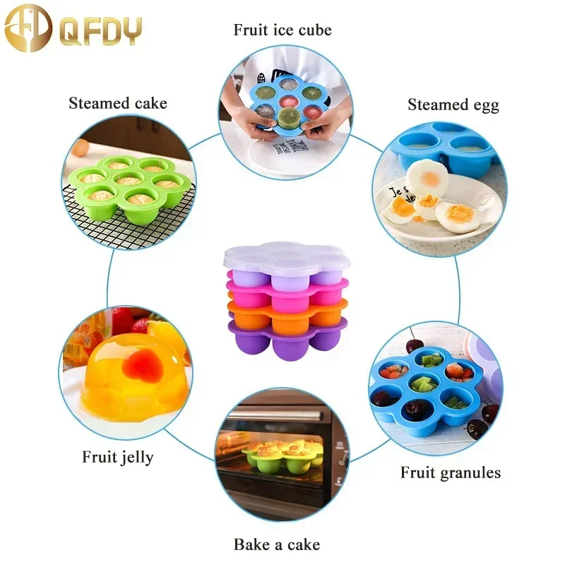 FDA grade 7-hole silicone ice lattice petal creative children's food box Multi-purpose food with lid sealed fresh-keeping box