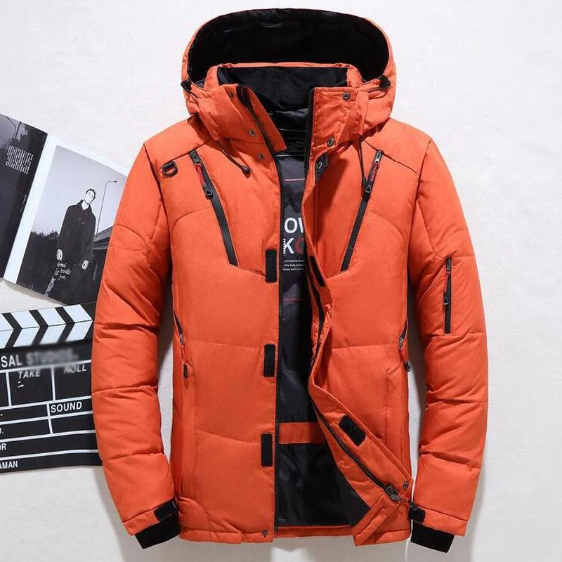 

Multi-pocket Down Jacket Male Winter Parkas Men White Duck Down Jacket Hooded Outdoor Thick Warm Padded Snow Coat Oversize M-4XL