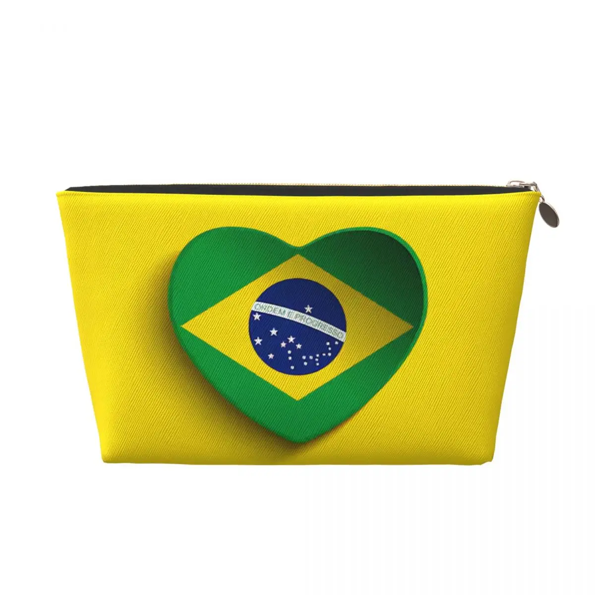 Custom Brazilian Flag Makeup Bag Women Travel Cosmetic Organizer Kawaii Storage Toiletry Bags