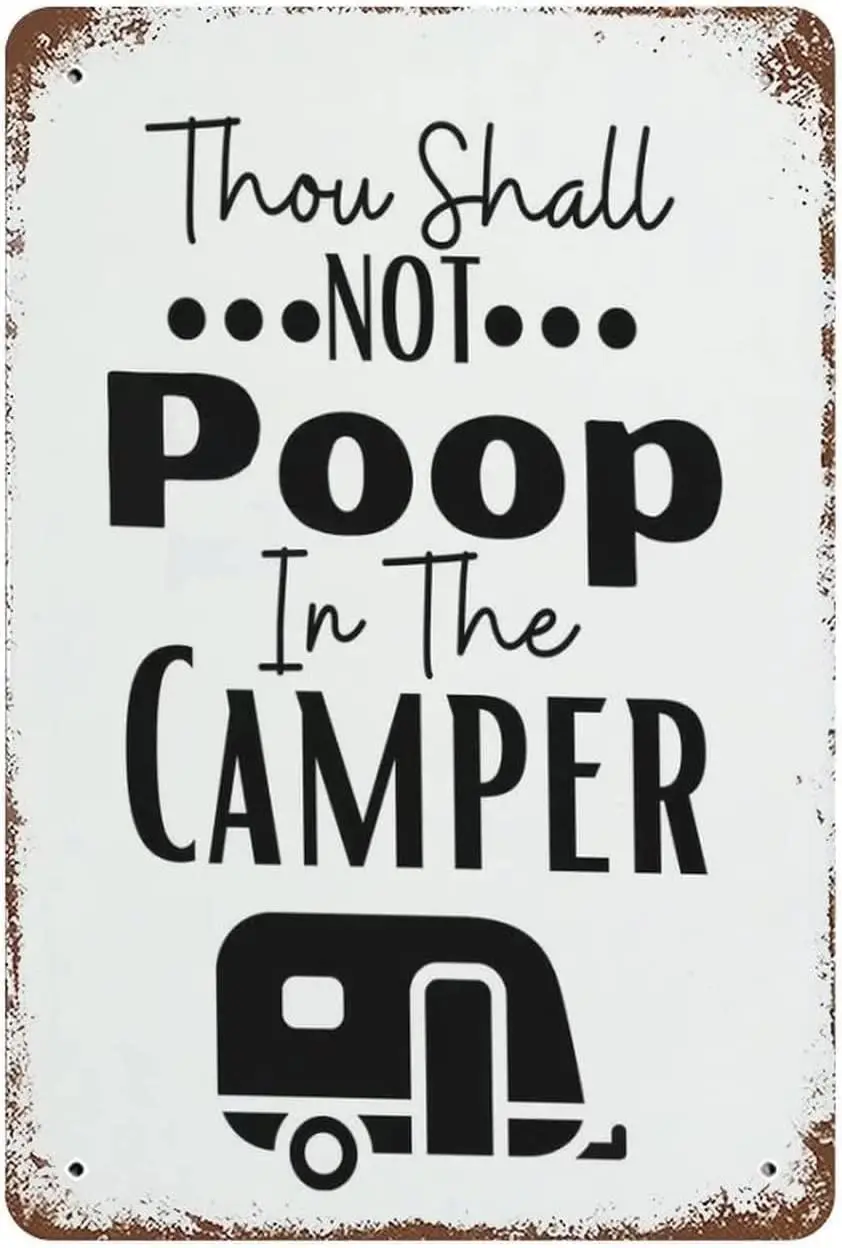 Tin Sign Thou Shall Not Poop in The Funny Novelty Metal Sign Retro Wall Decor for Home Gate Garden Bars Restaurants Cafes Office