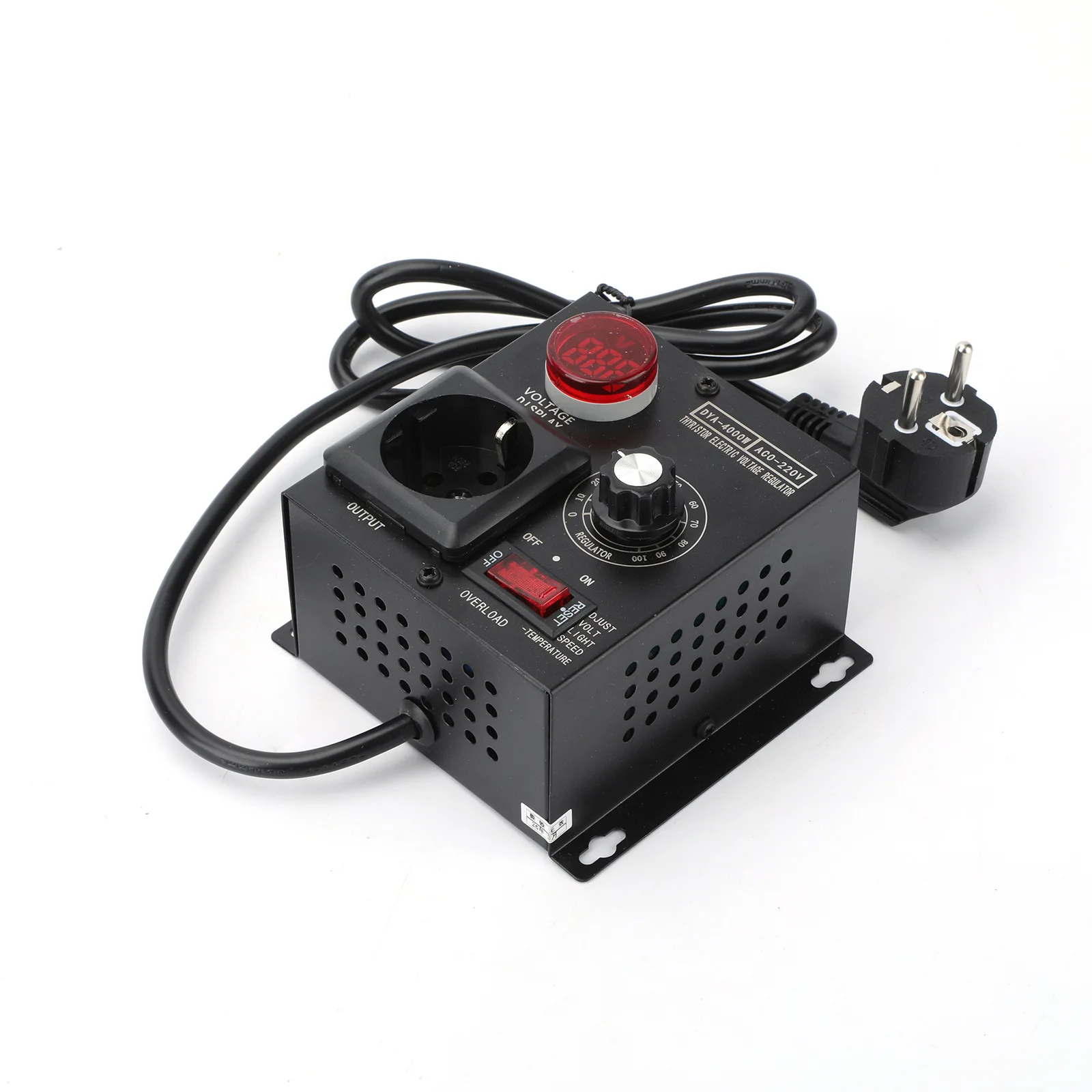 220V EU Socket Thyristor Voltage Regulator Single Phase Motor Speed Controller EU Standard Plug