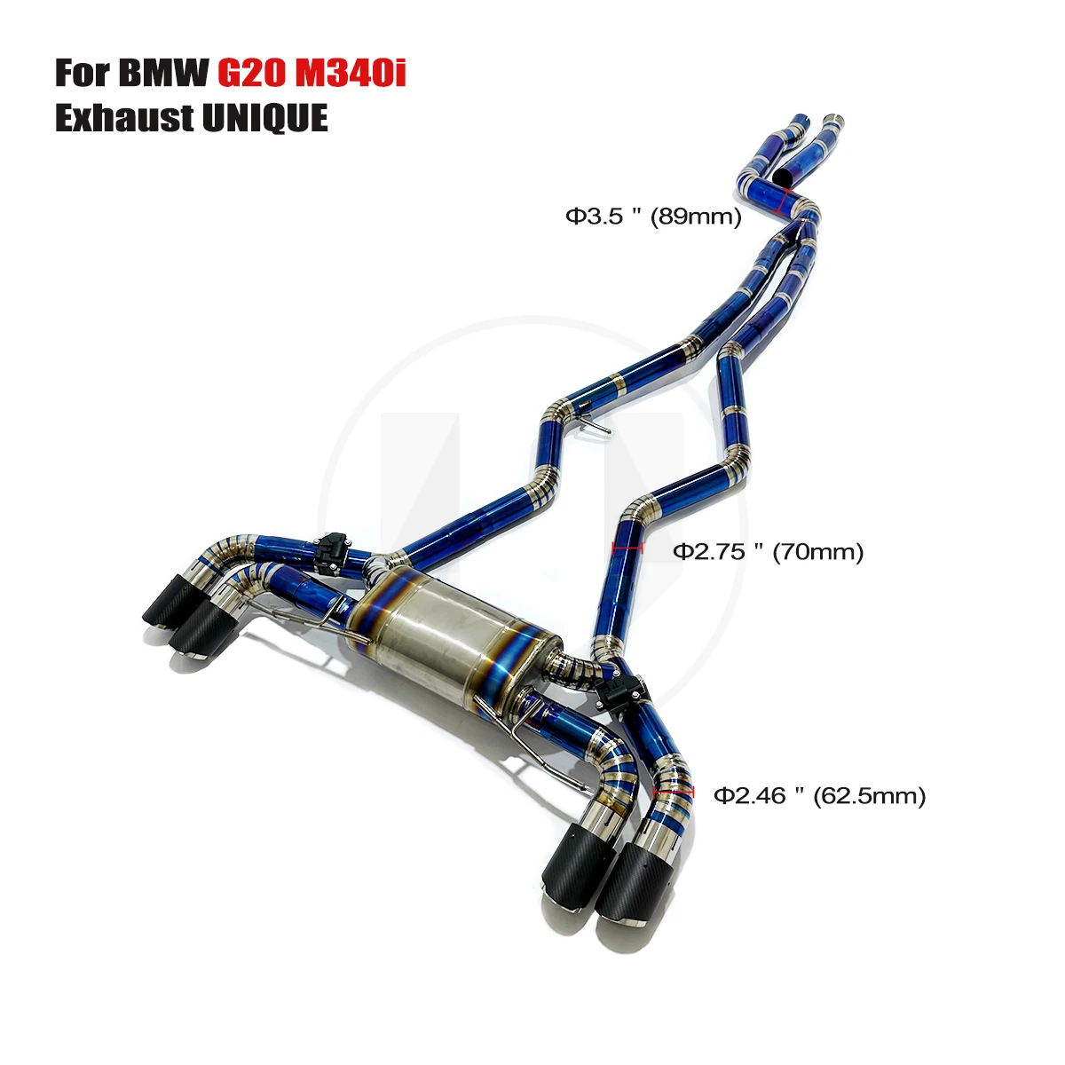 

UNIQUE for Bmw G20 M340i B58 3.0T 89mm Carbon Fiber Tail Performance sports Titanium Valve exhaust system