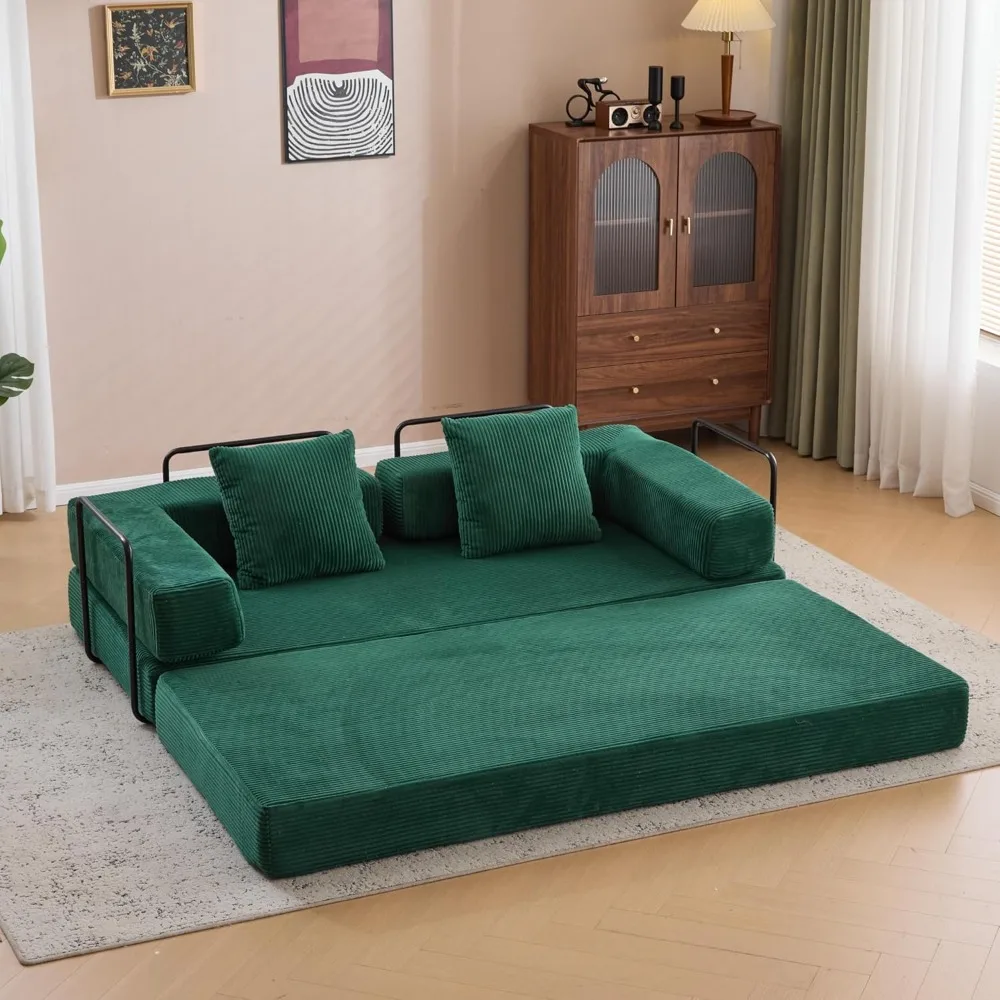 

Convertible Folding Mattress Couch, Floor Sofa Bed with Fixed-Shape Frame, Corduroy Floor Sofa with Armrest, Floor Sofa Lounge C