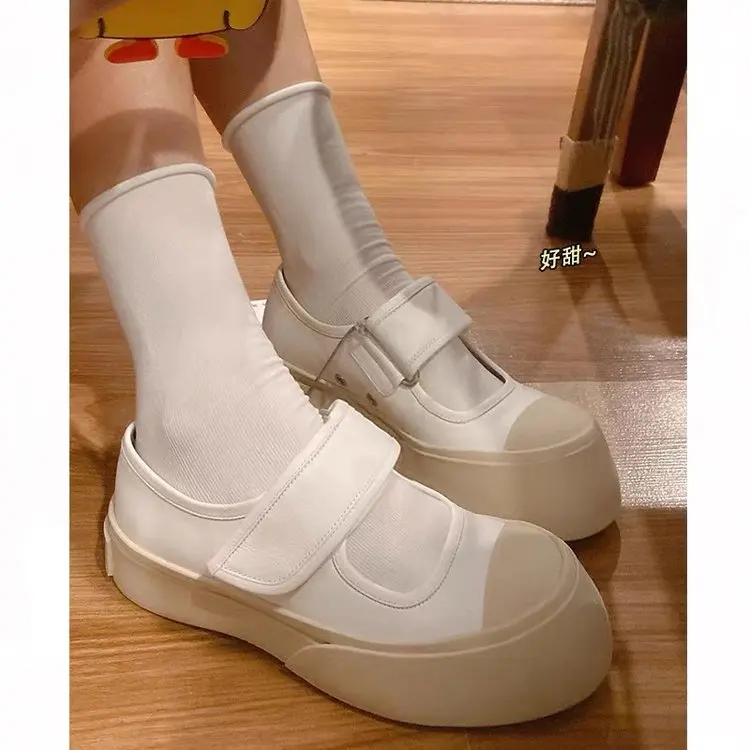 Małe Białe Buty Casualowe Damskie Trampki Okrągłe Palce Espadryle Dla Kobiet Chodaki Platforma Modis Summer Retro Creepers 2024 New Sol