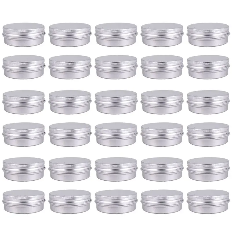 MLGB-30 Pack Screw Top Round Metal Lip Balm Tins Containers Lids (1Oz)