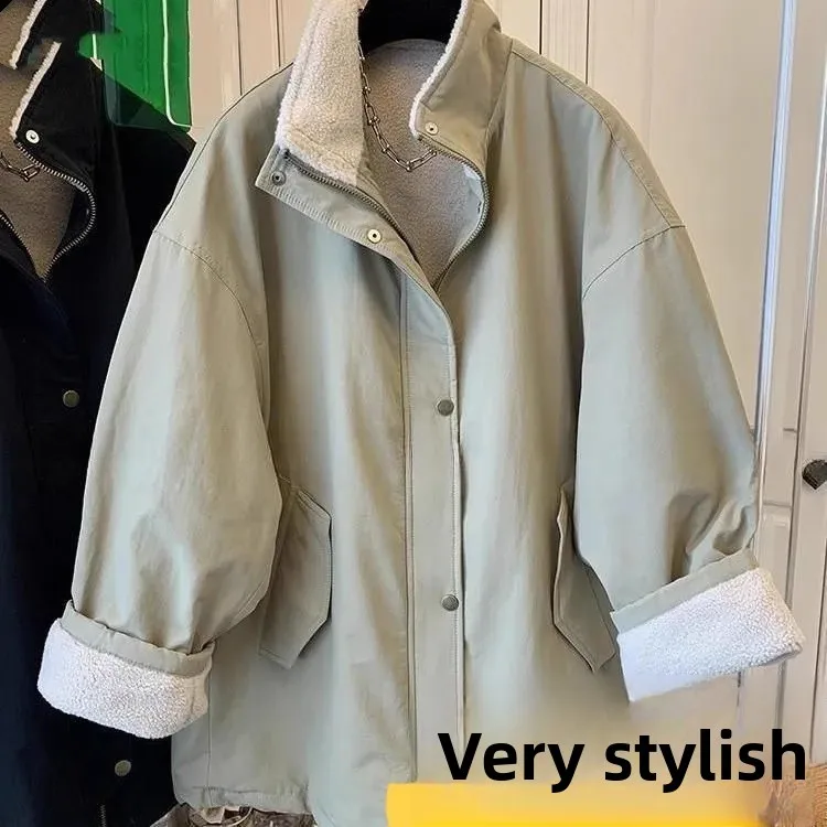 メンズ ミッドレングス 軽量 コットン ジャケット スタンドカラー 断熱性 暖かい綿入りコート ルーズフィット レギュラー 薄手