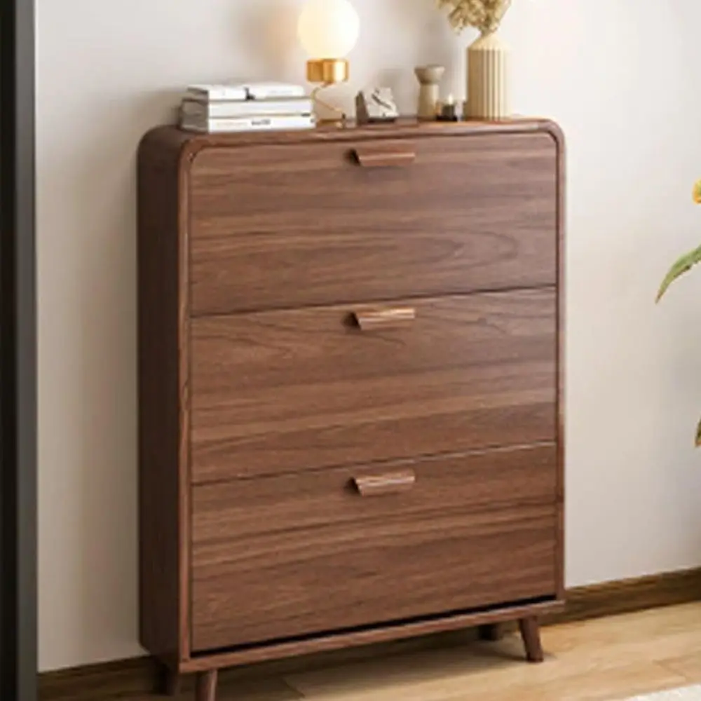 رف أحذية بني 3 طبقات مثبت على الحائط، 60 × 17 × 119 سم، يحمل 10-12 زوجًا، مثالي للمدخل أو غرفة المعيشة #1