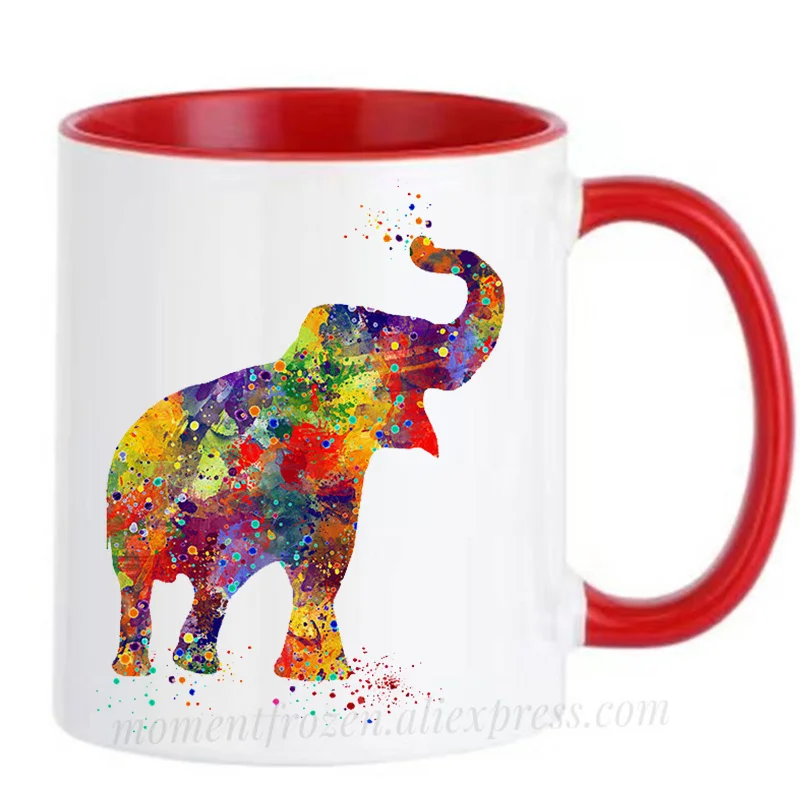 Watercolor Elephant Ceramic Coffee Mugs Tea Coffee Mugs, Travel Cups Drinkware, Nursery Gifts, Tableware, Coffeeware, Home Decal