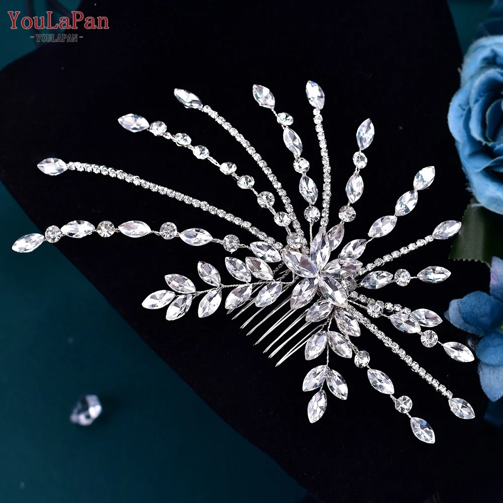 TOPQUEEN Bridal Hair Comb Wedding Headpiece Bride Headwear Bridesmaid Hair Accessories Women Handmade Rhinestone Jewelry HP557