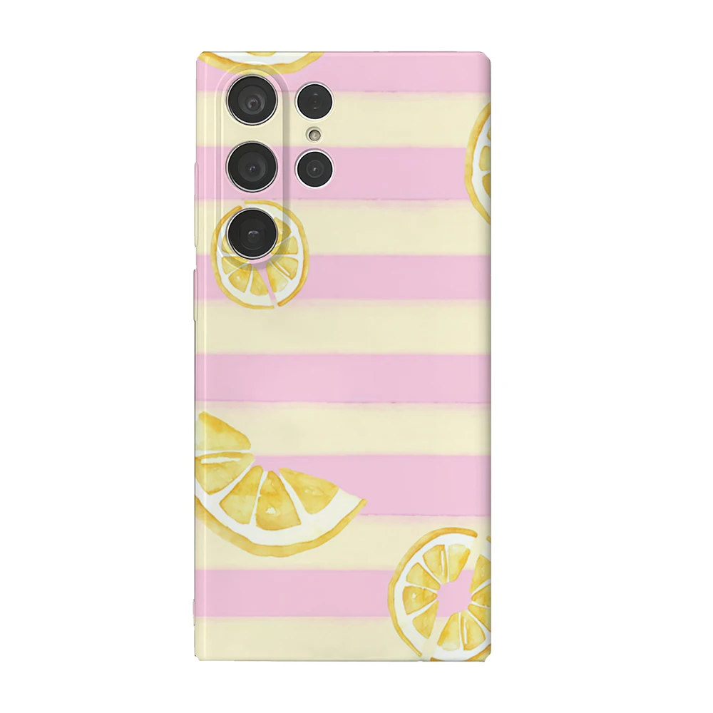 Rosa Limettenstreifen Handyhülle für Samsung Galaxy S25 S24 S23 Ultra Plus A35 A306 Glänzende HD Hard Cover Film Shell