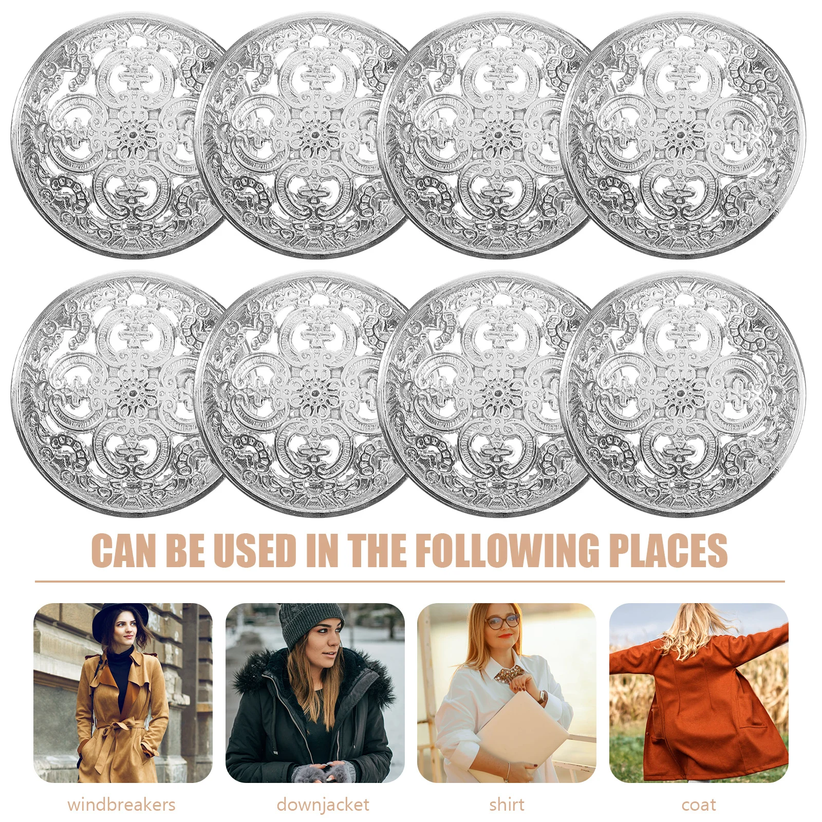 

30pcs 25Mm Metal Buttons Hollow Out Rust Proof Durable For Clothing Jacket Hat Jeans Diy Sewing Craft Accessory Silver