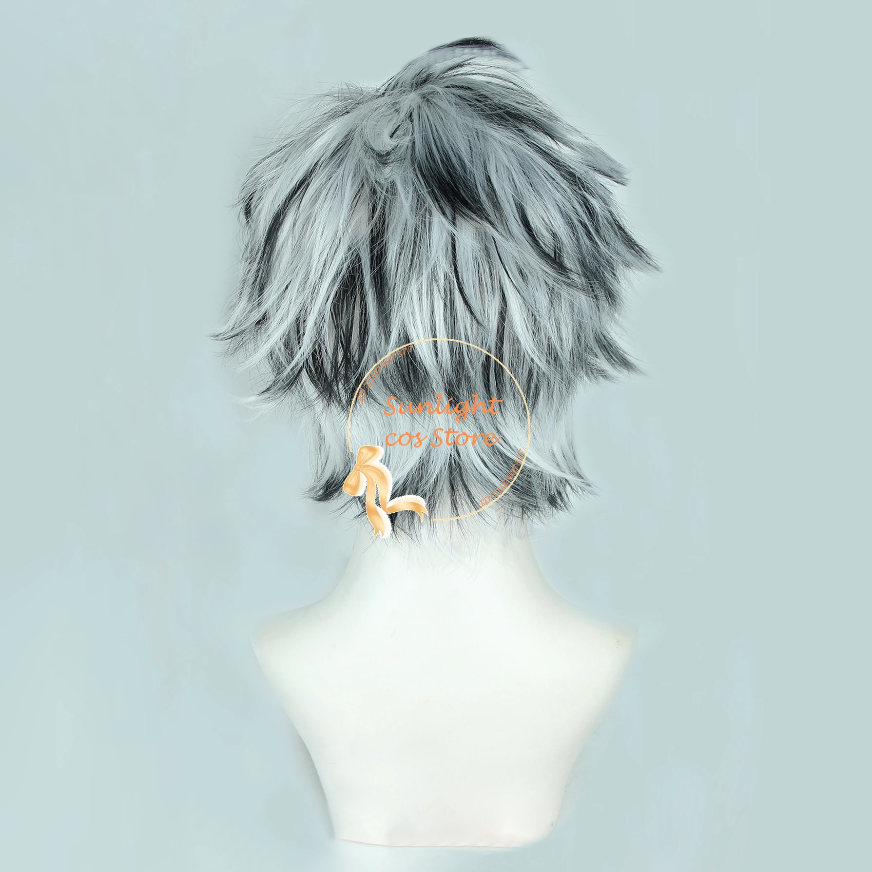 Anime Kotaro Bokuto Cosplay Wig Slive Grey Black Mixed Short Wigs Heat Resistant Synthetic Hair Halloween Wig + Wig Cap