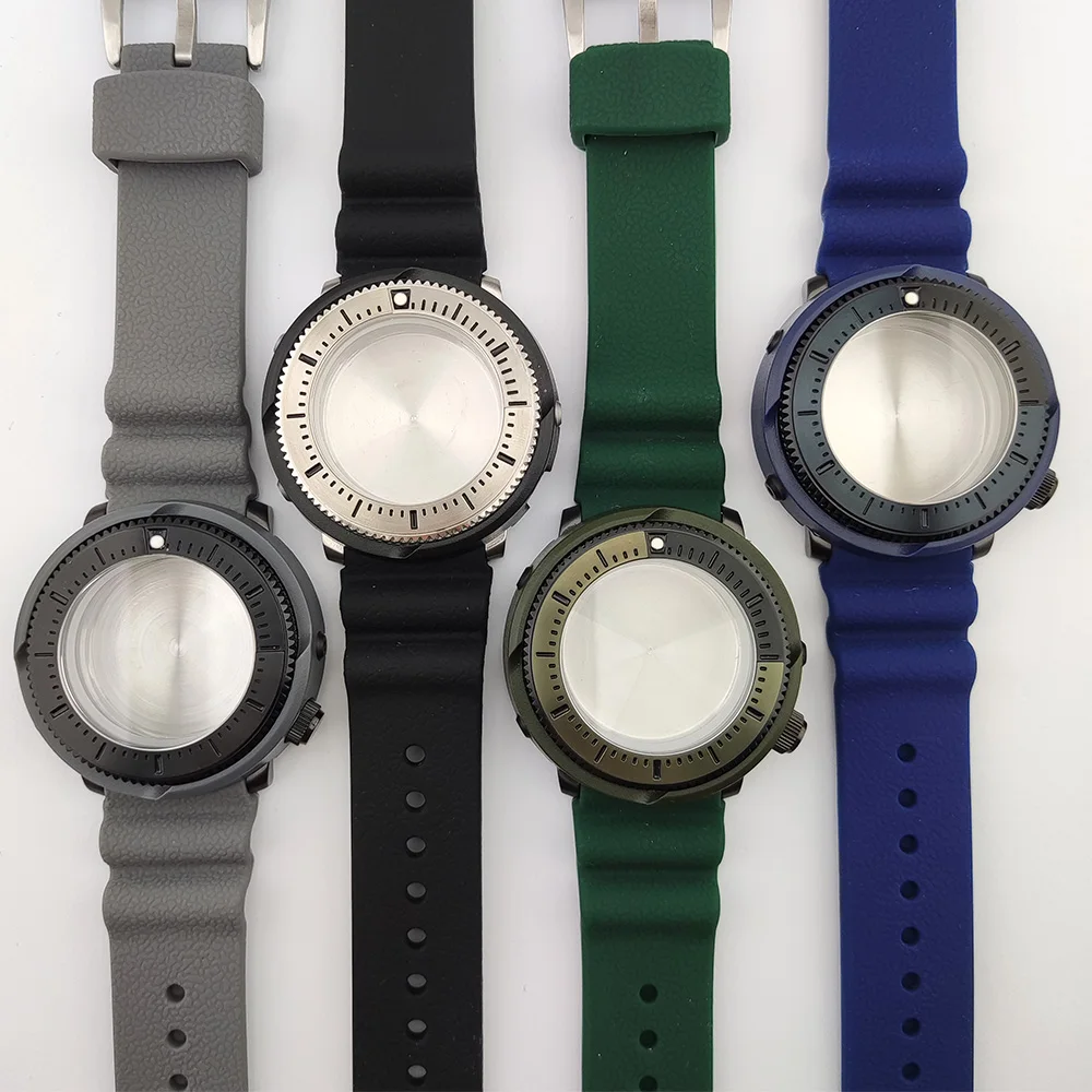 

46.8mm sapphire glass waterproof NH36 NH35 case Soft Rubber strap Watch accessories for Men's watch case fit NH36 NH35 movement