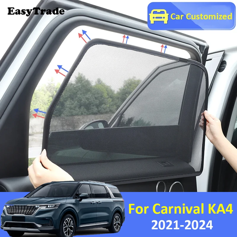 

For Kia Grand Carnival KA4 2021-2024 Magnetic Car Sunshade Side Window Sun Visor Mesh Curtains Sunscreen Heat Insulation Shade